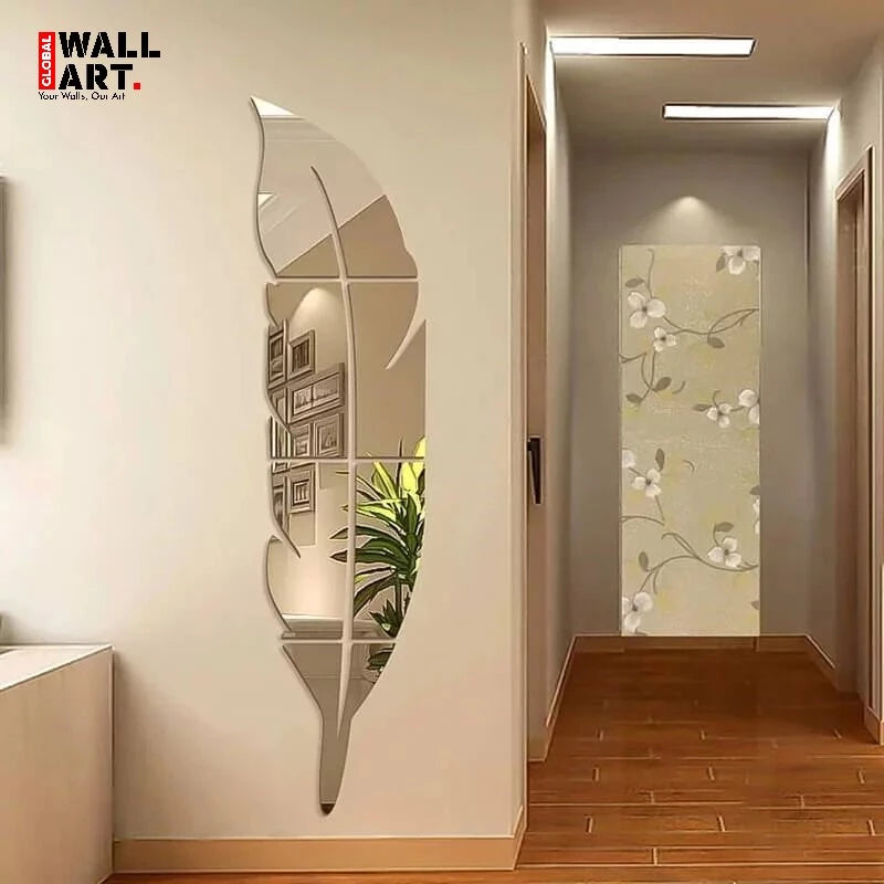 3D Leaf Acrylic Mirror Wall Decor Stickers