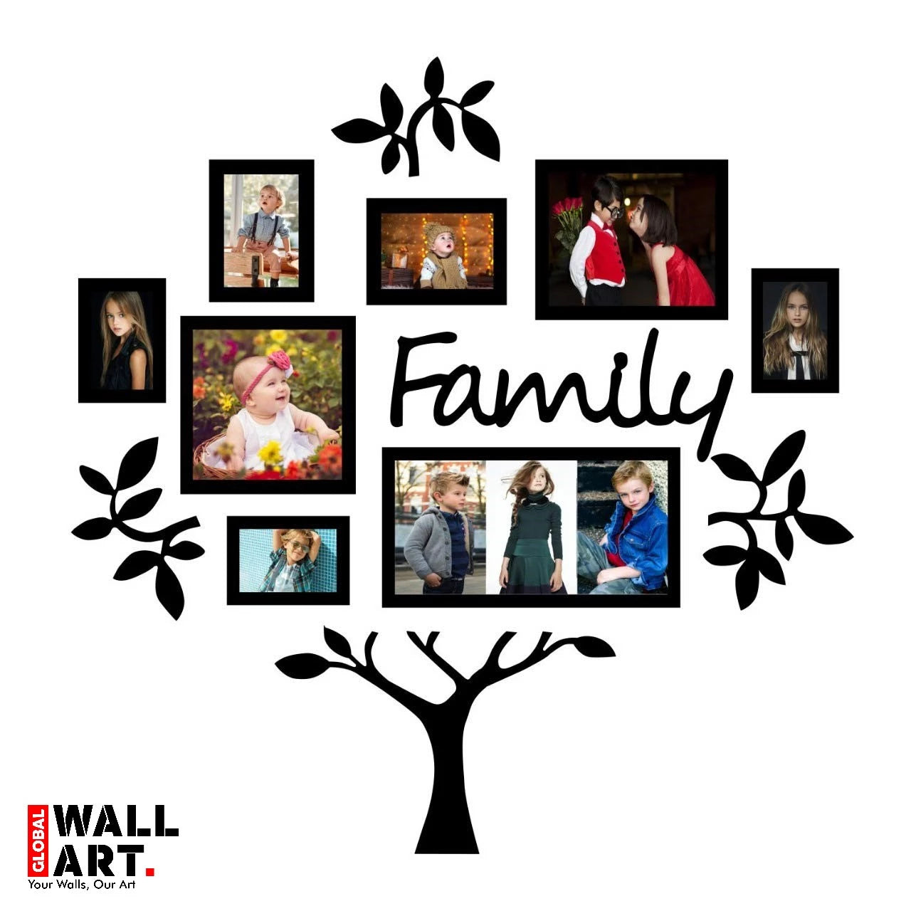 Wooden Family Tree With Photo Frame Modern Wall Art