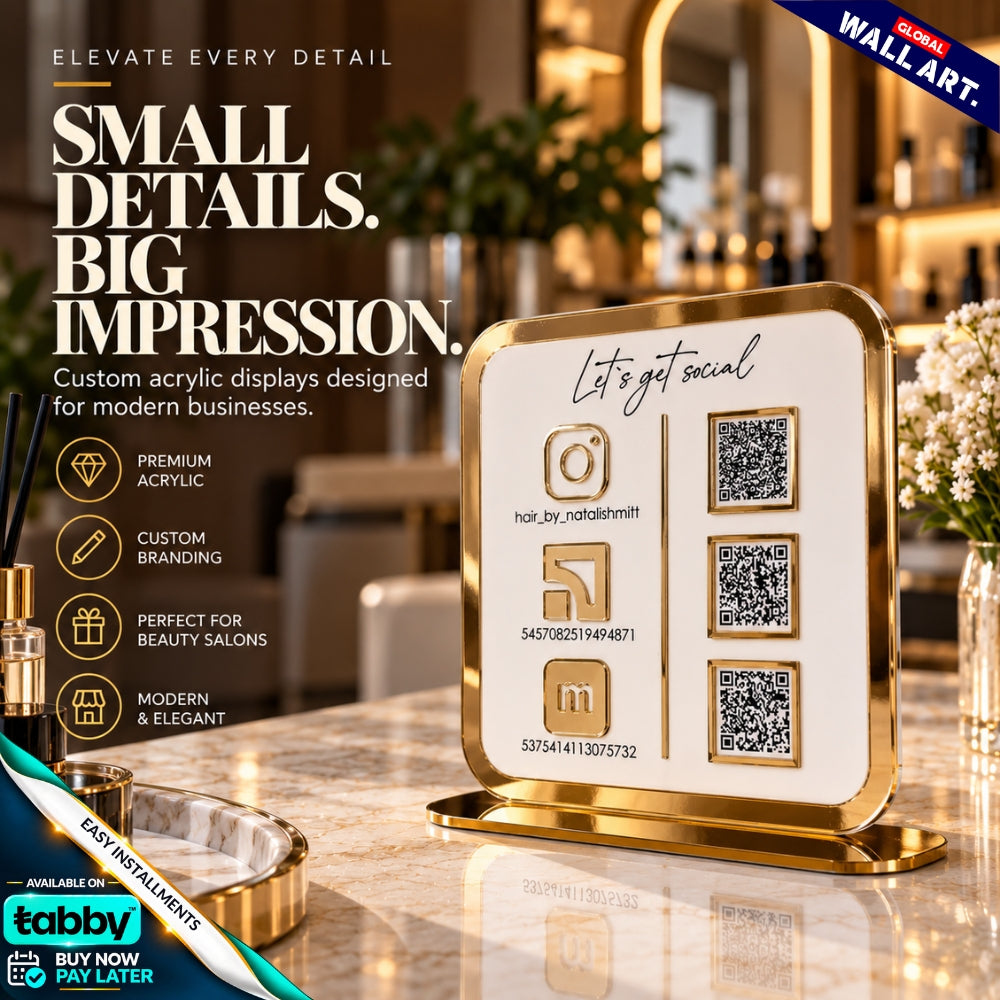 Custom Square Acrylic QR Code Sign | Multi QR Social Media Display