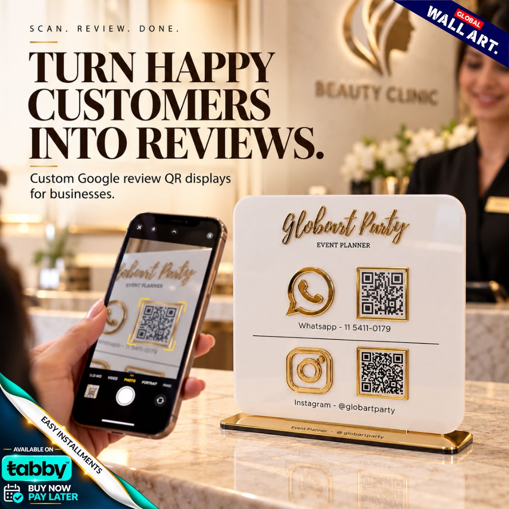 Custom Square Acrylic QR Code Sign | Multi QR Social Media Display