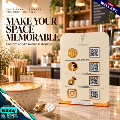 Custom Verticle Acrylic QR Code Sign | Multi QR Social Media Display