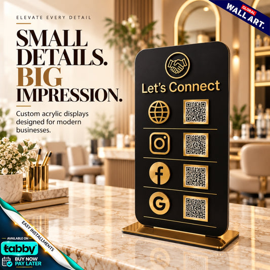 Custom Verticle Acrylic QR Code Sign | Multi QR Social Media Display