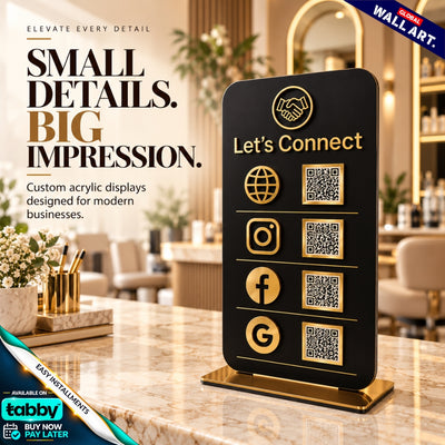 Custom Verticle Acrylic QR Code Sign | Multi QR Social Media Display