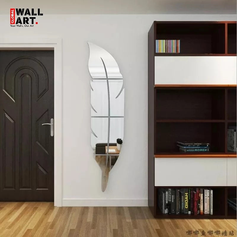 3D Leaf Acrylic Mirror Wall Decor Stickers