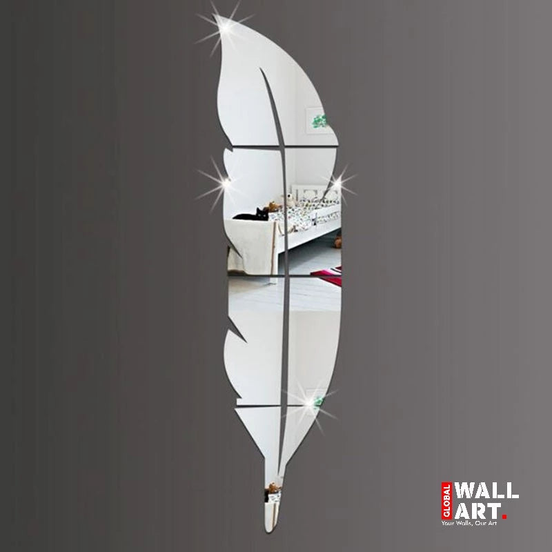 3D Leaf Acrylic Mirror Wall Decor Stickers