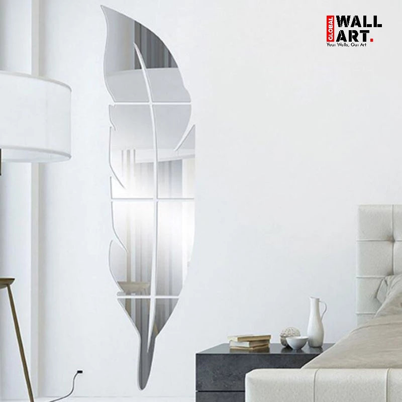 3D Leaf Acrylic Mirror Wall Decor Stickers