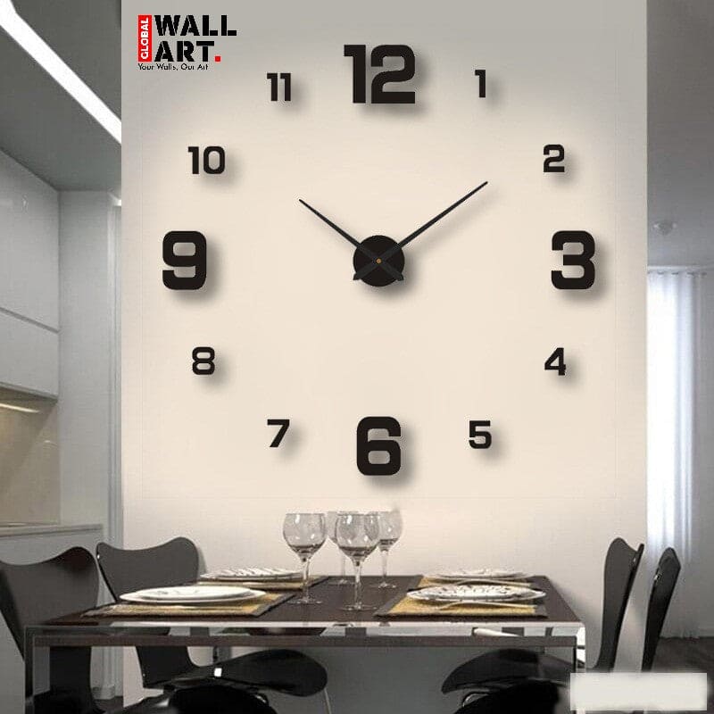 3D Digits Acrylic Wall Clock with Big Needles - Global Wall Art