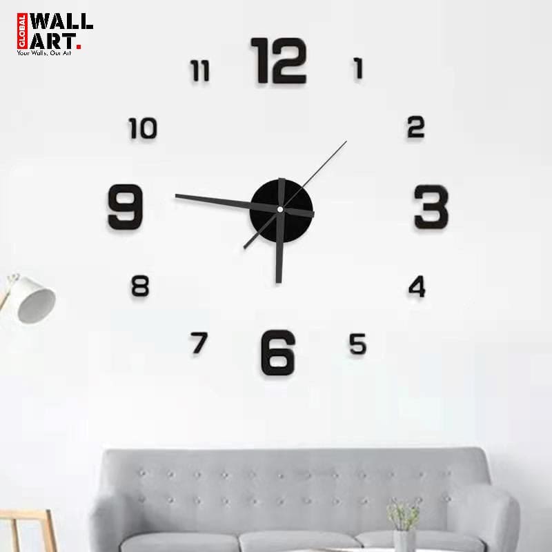 3D Digits Acrylic Wall Clock with Big Needles - Global Wall Art