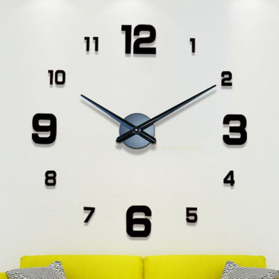 3D DIY Acrylic Black Wall Clock for Home & Office - Global Wall Art
