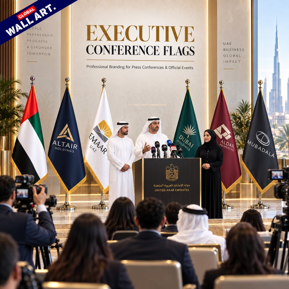 Custom Executive Indoor Conference Flag UAE | 7ft Corporate Flag