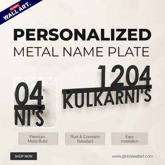 3D Modern Metal Name Plate with House Number