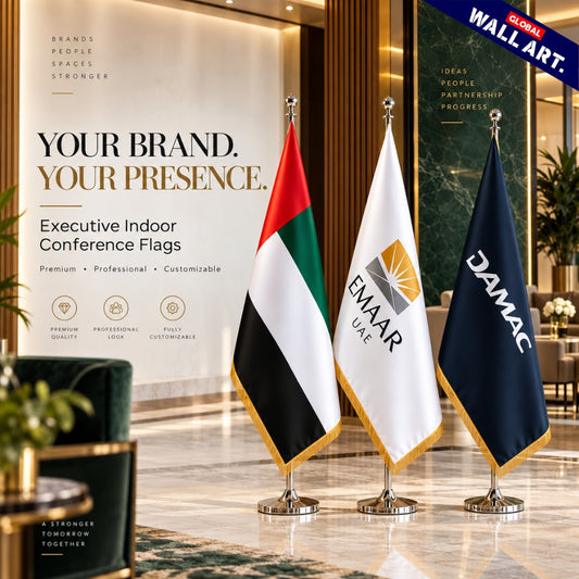 Custom Executive Indoor Conference Flag UAE | 7ft Corporate Flag