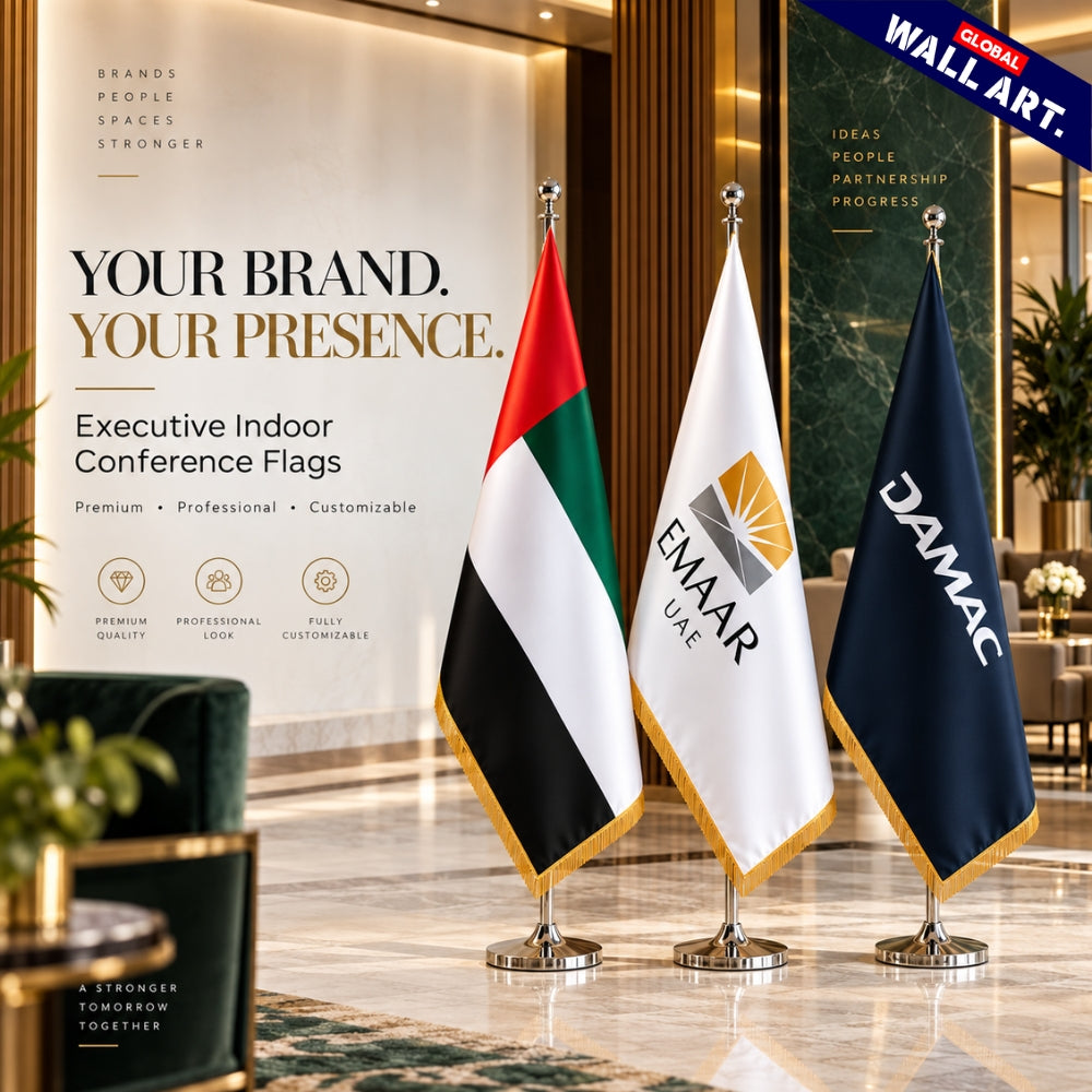 Custom Executive Indoor Conference Flag UAE | 7ft Corporate Flag