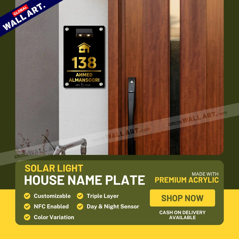 Customizable Solar Light Acrylic House Name Plate