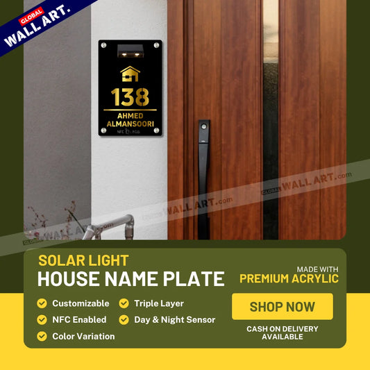 Customizable Solar Light Acrylic House Name Plate