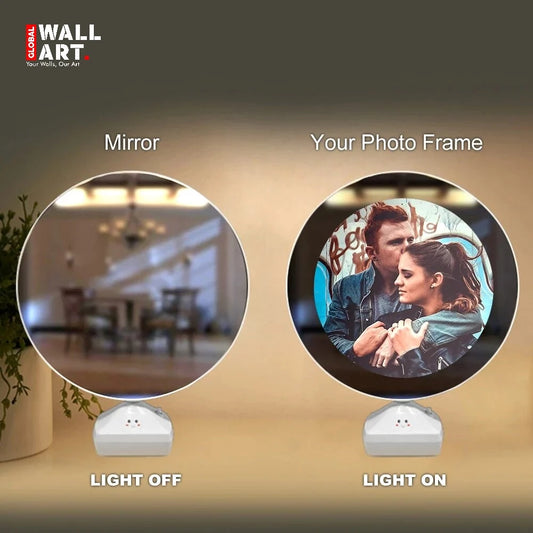 Customizable Round Shape Magic Mirror Photo Frame with LED