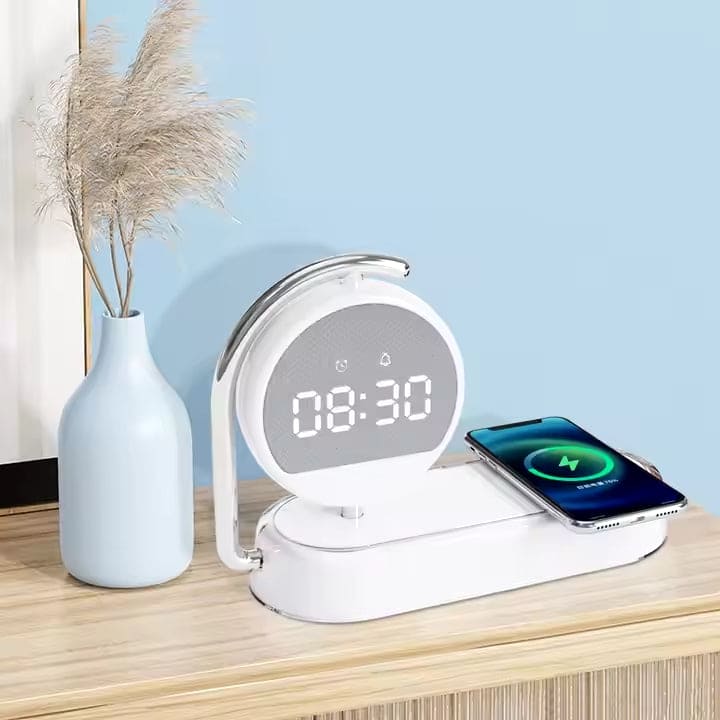 Multifunctional LED Desktop 15W 3 in 1 Wireless Charger + Alarm Clock + Night Lamp