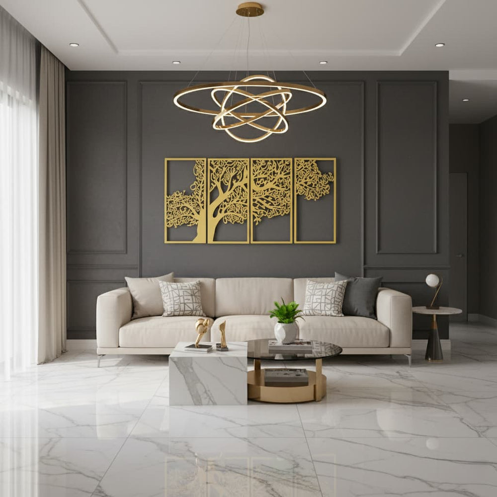 Metal Tree of Surahs (4 Quls) Islamic Wall Art - Set of 4 (Golden) - Global Wall Art