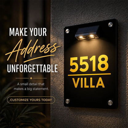 Customizable Solar Light Acrylic House Name Plate - Global Wall Art
