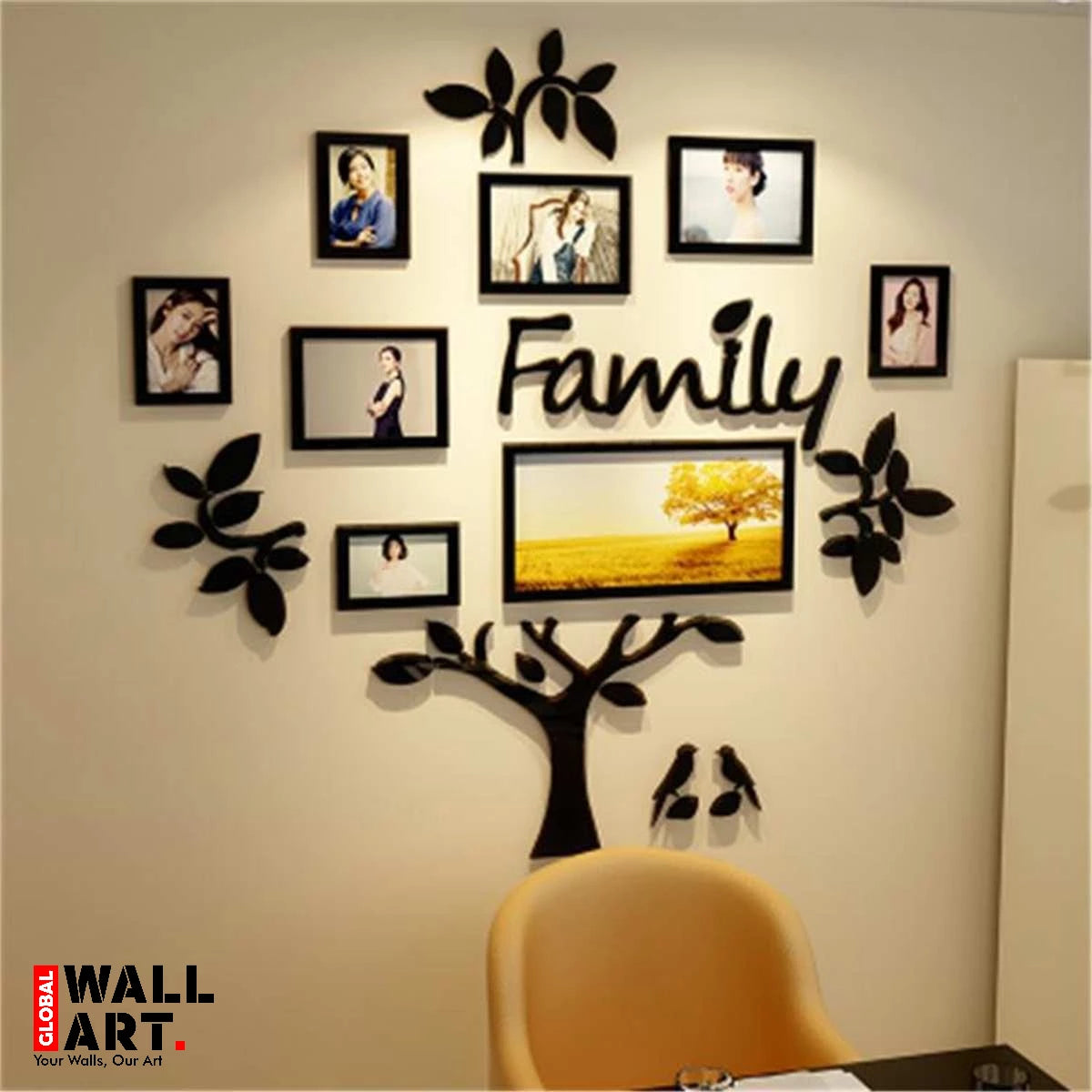 Wooden Family Tree With Photo Frame Modern Wall Art 