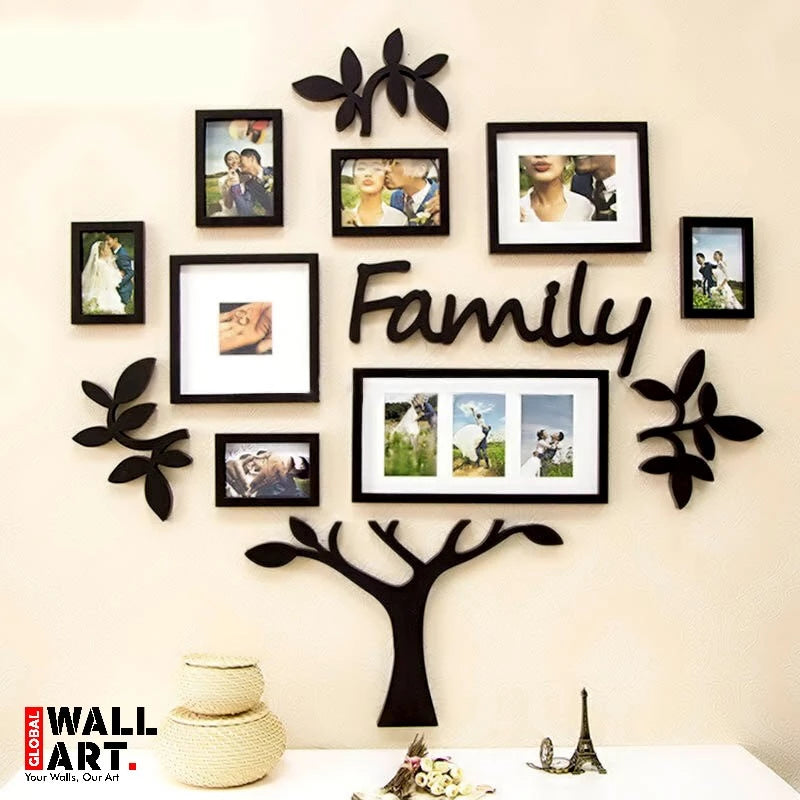 Wooden Family Tree With Photo Frame Modern Wall Art 
