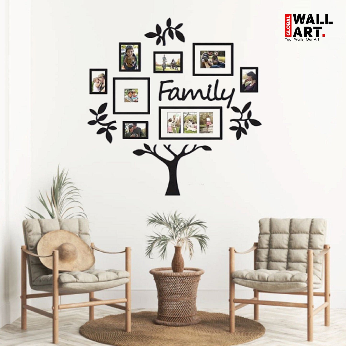 Wooden Family Tree With Photo Frame Modern Wall Art 