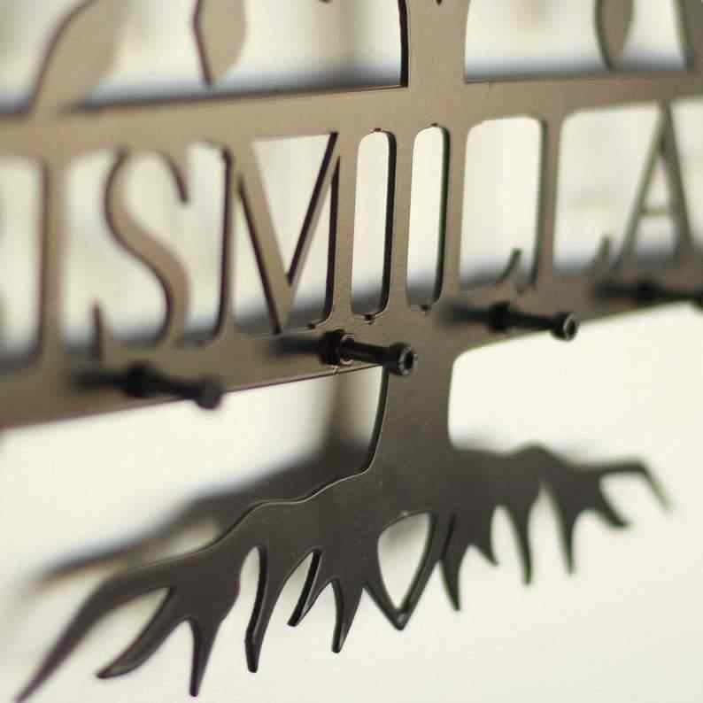 Bismillah Black Metal Key Holder in a Beautiful Tree-Shaped Design, Blending Islamic Spirituality With Everyday Functionality